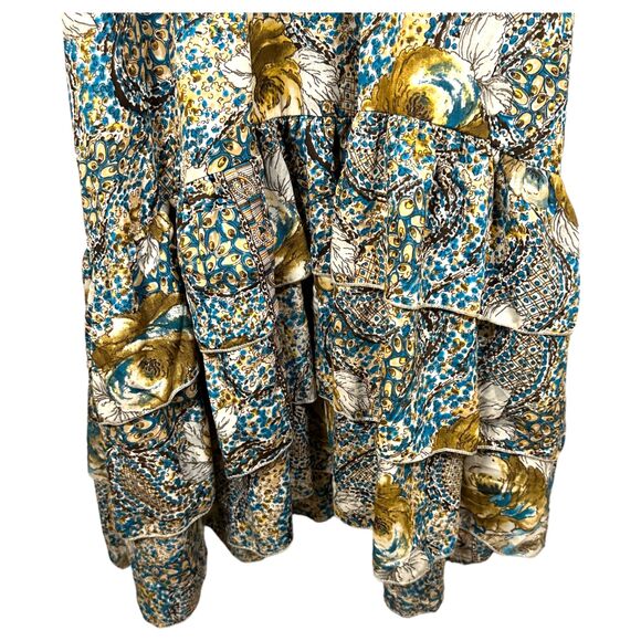 Boemo Tiered Prairie Cottage Boho Maxi Dress Size Medium Petite - Picture 5 of 8